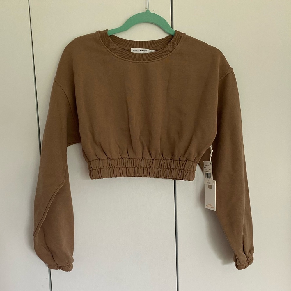 Good American Cropped Brown Sweater